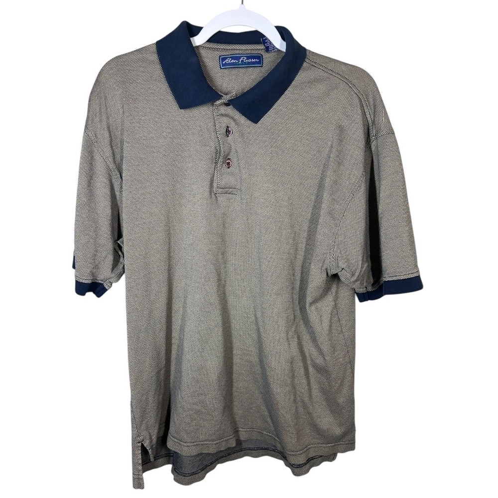 Alan Flusser Golf Men's XL Brown Short Sleeve Polo Shirt – Classic Casual Style